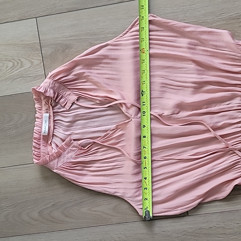 Mustard Seed Blush Pink Sleeveless Smocked Pleated Cocktail Mini Dress - Picture 8 of 10